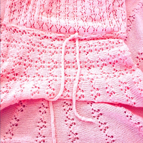 Vintage PINK Crochet Open Work Dress 10feet Skirt - Picture 5 of 13